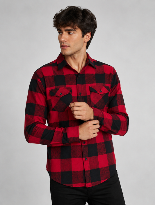 Flannel Long Sleeve Buffalo Plaid Shirt