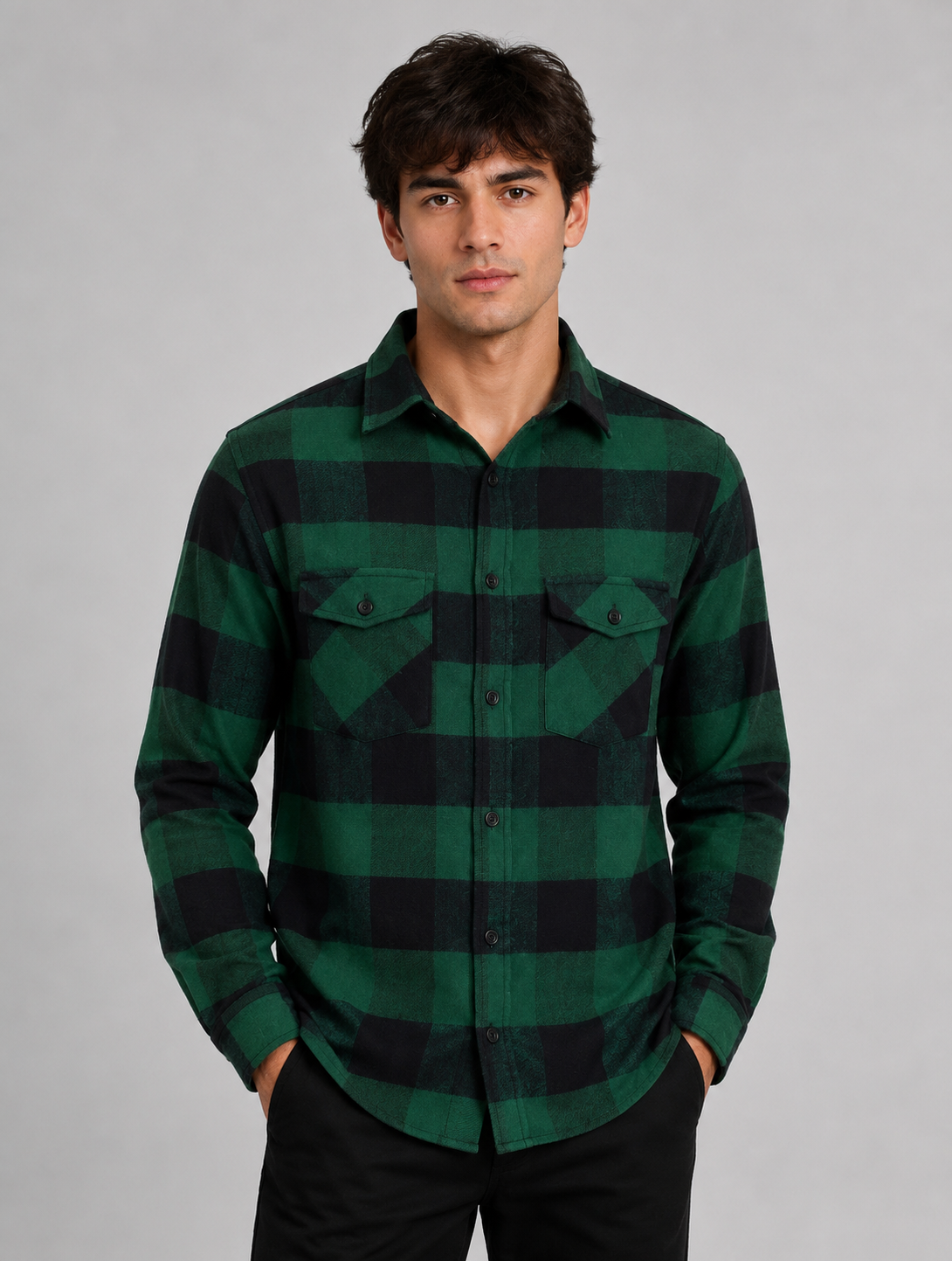 Flannel Long Sleeve Buffalo Plaid Shirt