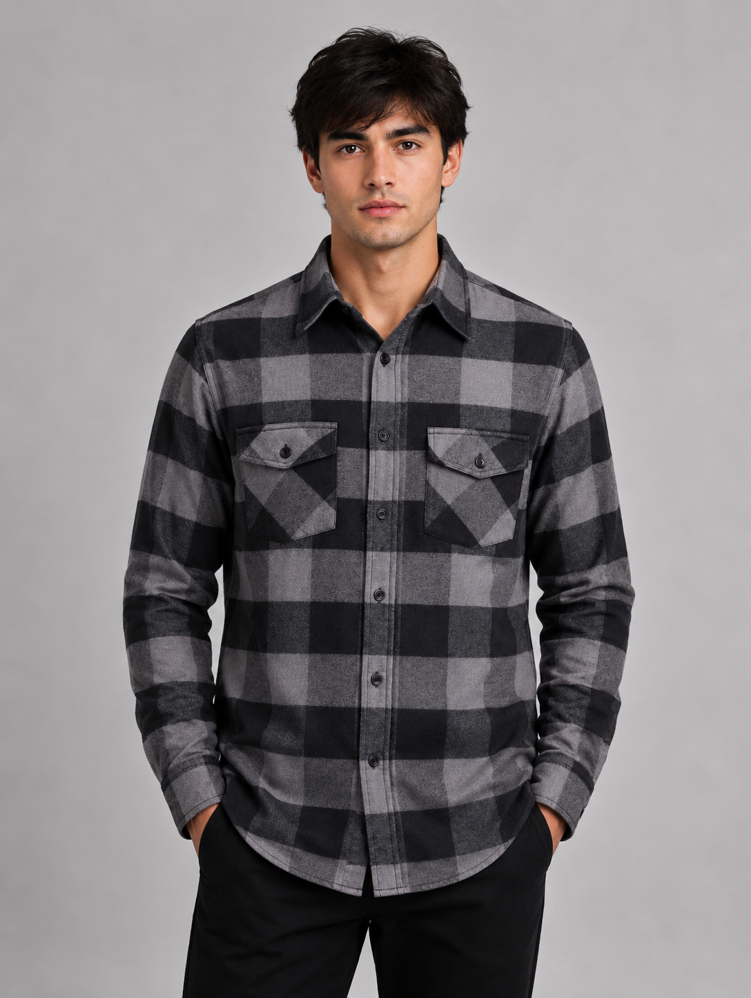 Flannel Long Sleeve Buffalo Plaid Shirt