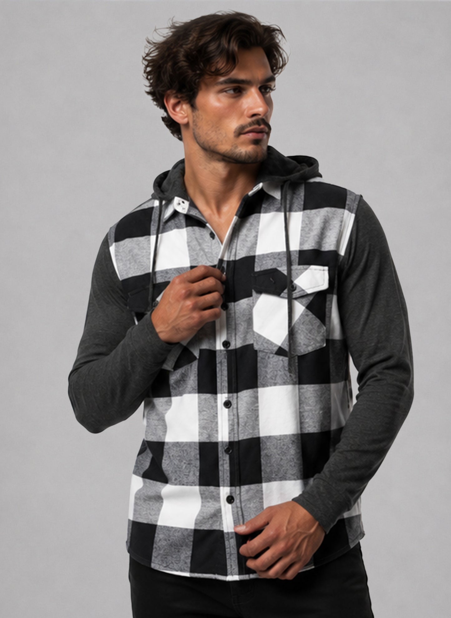 Flannel Shirt With Detachable Hood