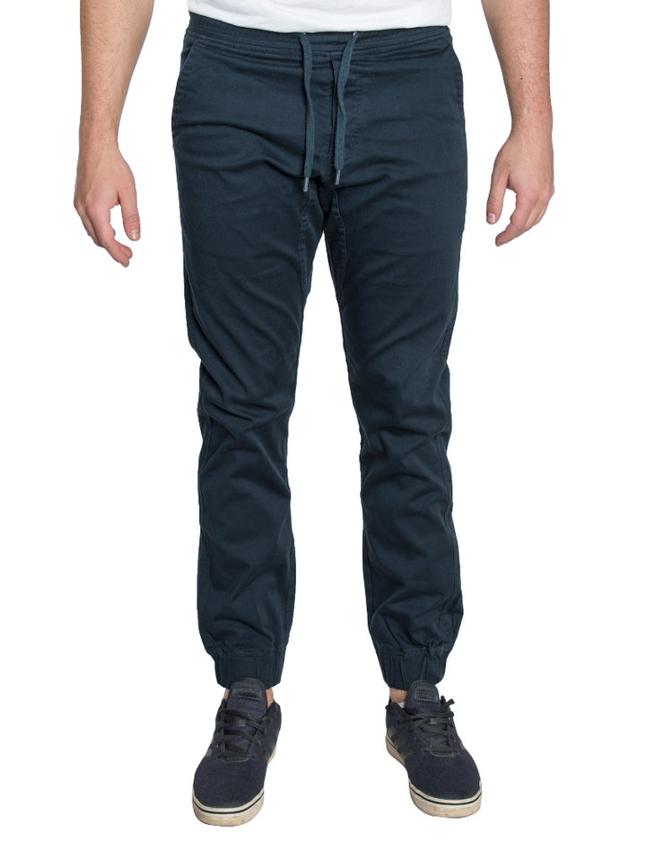 JOGGER TWILL STRETCH PANTS - #NAVY BLUE