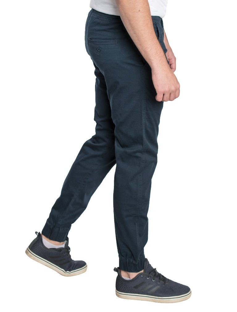JOGGER TWILL STRETCH PANTS - #NAVY BLUE