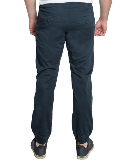 JOGGER TWILL STRETCH PANTS - #NAVY BLUE