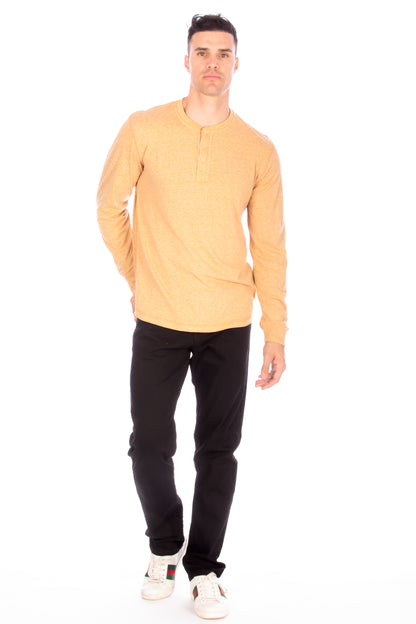 Long Sleeve Henley T-Shirt - Mustard