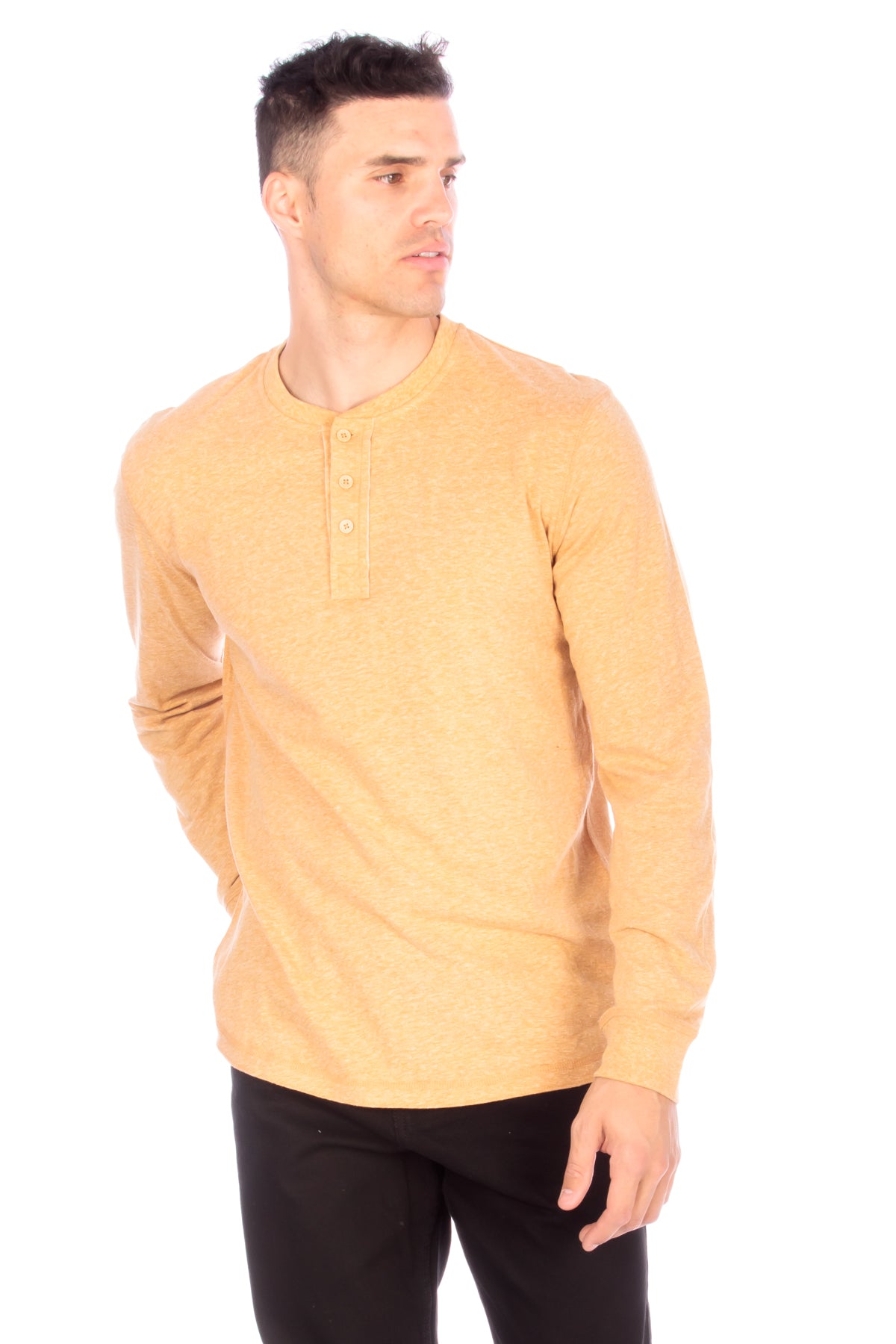 Long Sleeve Henley T-Shirt - Mustard