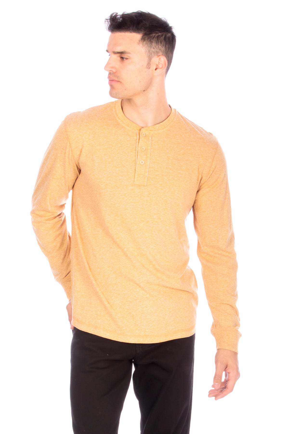 Long Sleeve Henley T-Shirt - Mustard