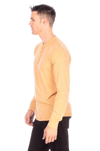 Long Sleeve Henley T-Shirt - Mustard