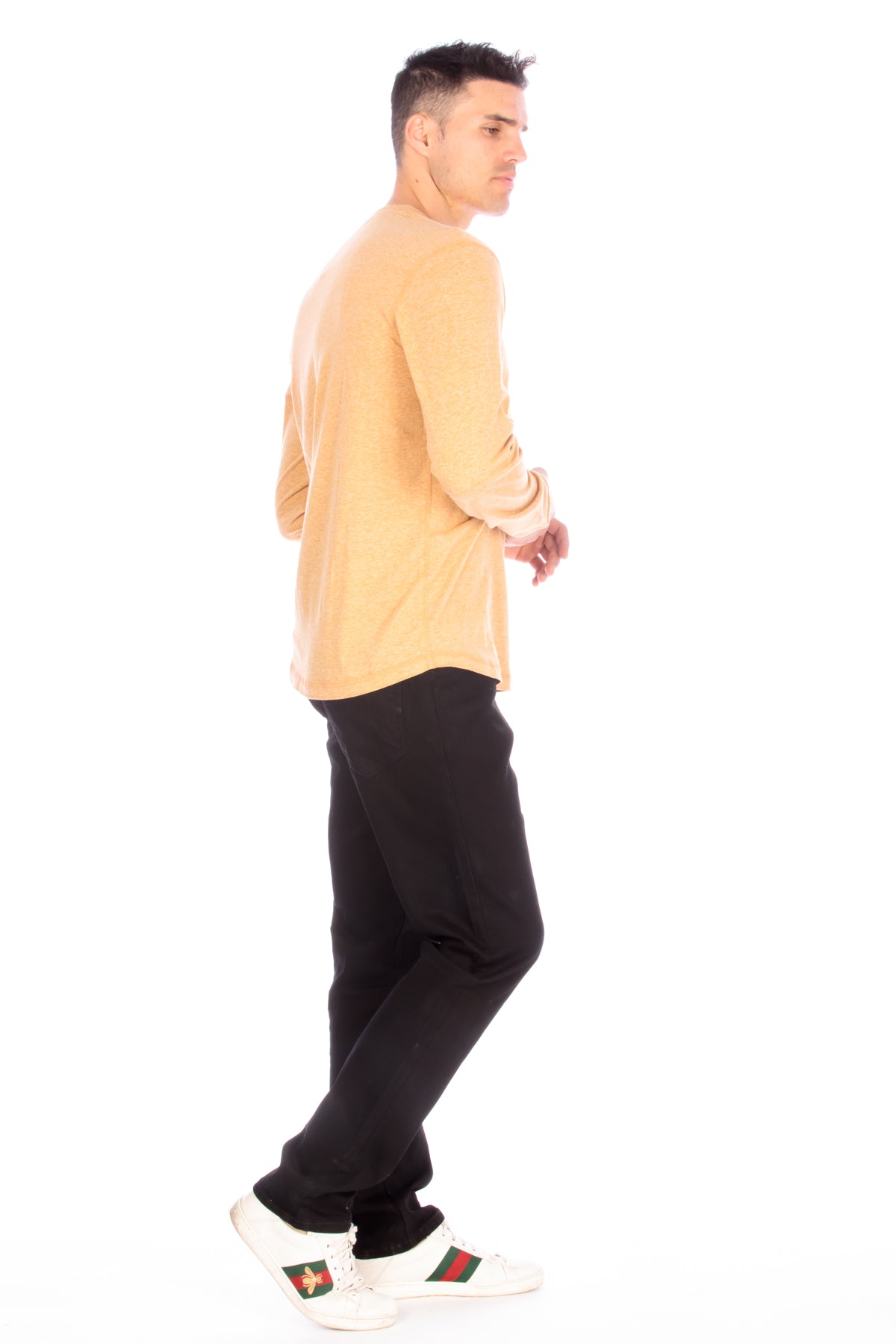 Long Sleeve Henley T-Shirt - Mustard
