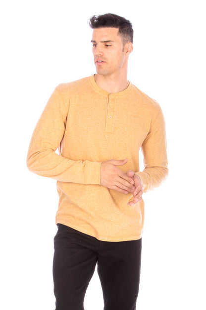 Long Sleeve Henley T-Shirt - Mustard