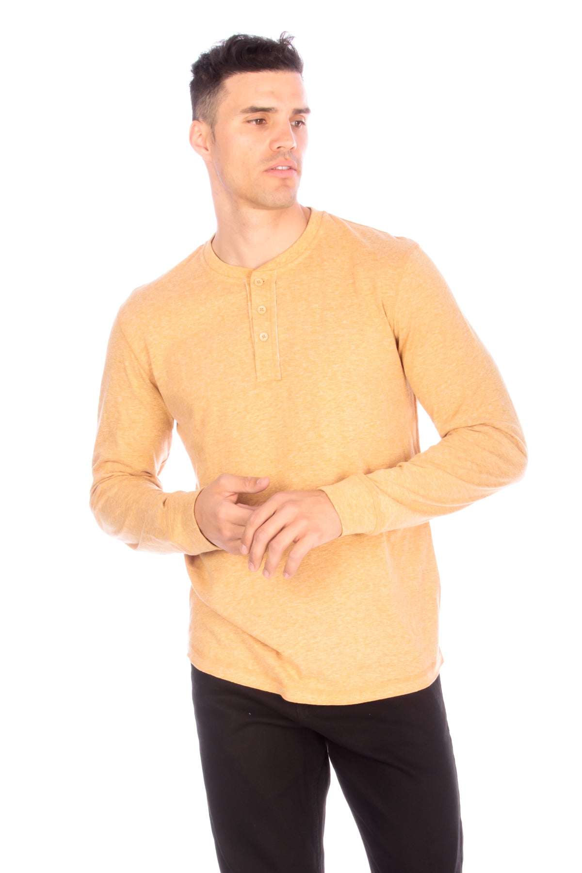 Long Sleeve Henley T-Shirt - Mustard