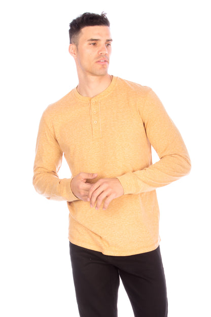 Long Sleeve Henley T-Shirt - Mustard