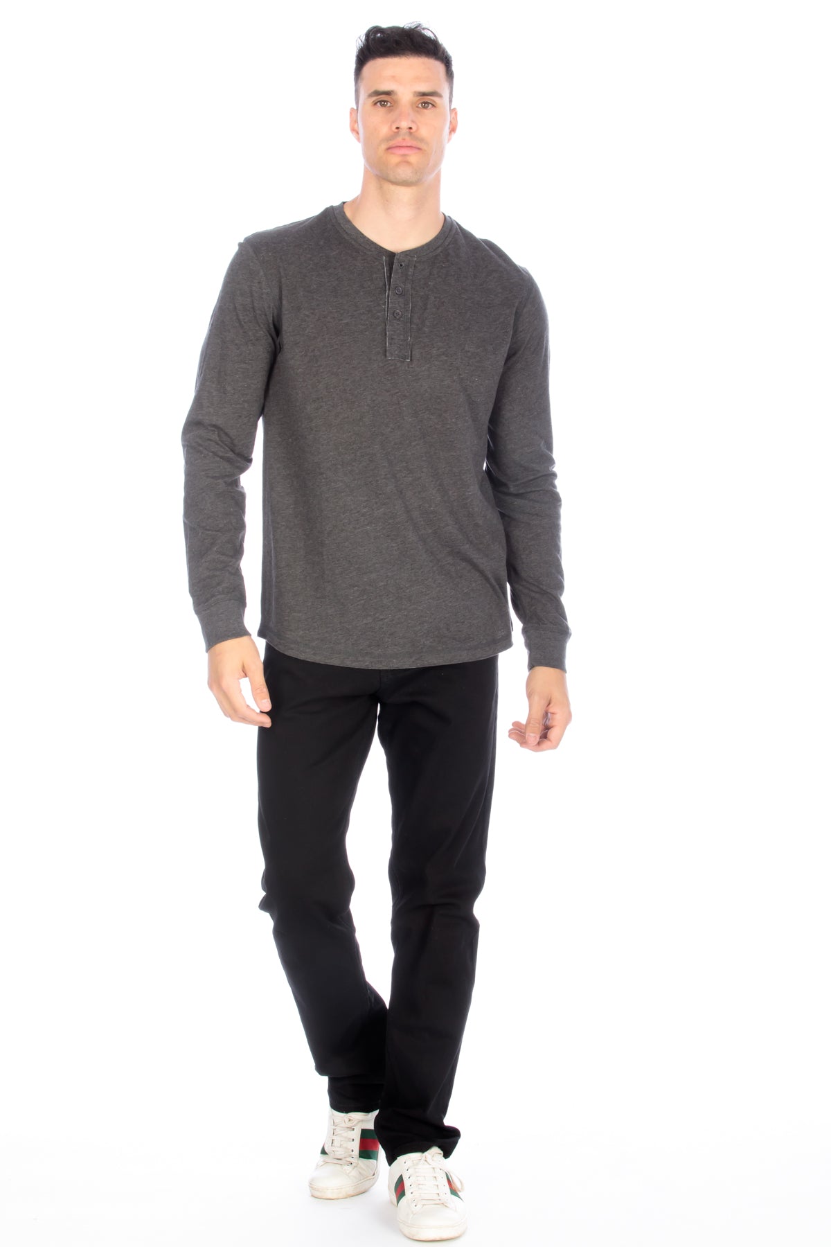Long Sleeve Henley T-Shirt - Charcoal
