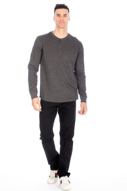 Long Sleeve Henley T-Shirt - Charcoal