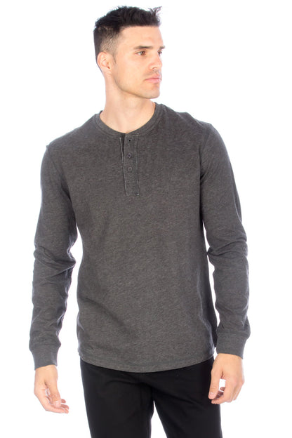 Long Sleeve Henley T-Shirt - Charcoal