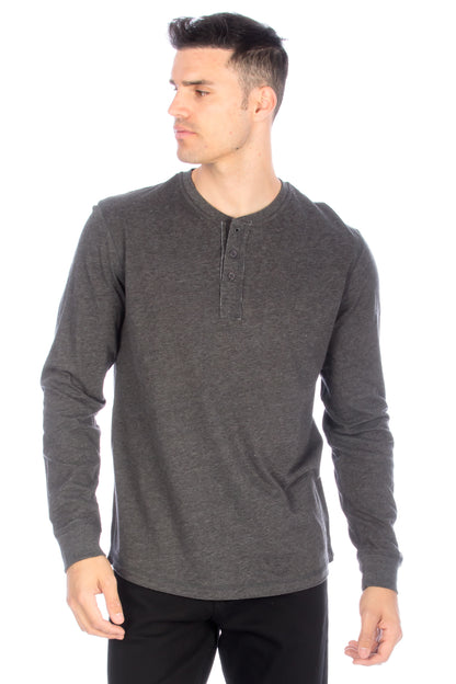Long Sleeve Henley T-Shirt - Charcoal