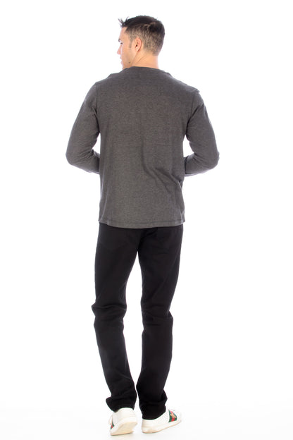Long Sleeve Henley T-Shirt - Charcoal