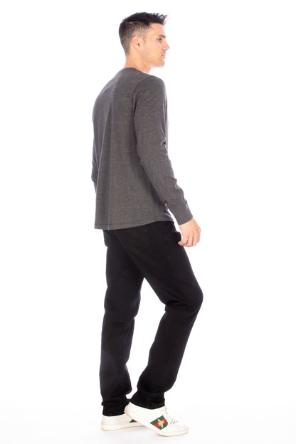 Long Sleeve Henley T-Shirt - Charcoal