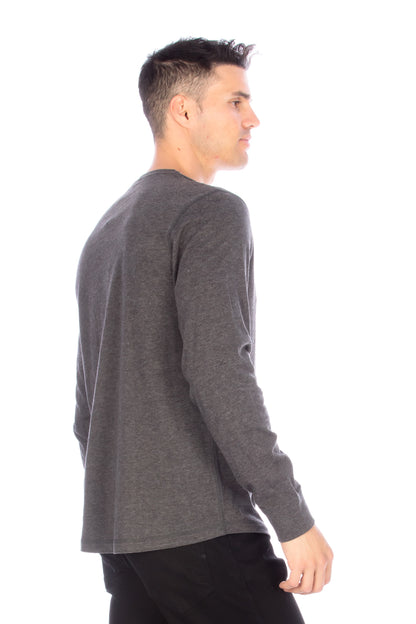 Long Sleeve Henley T-Shirt - Charcoal