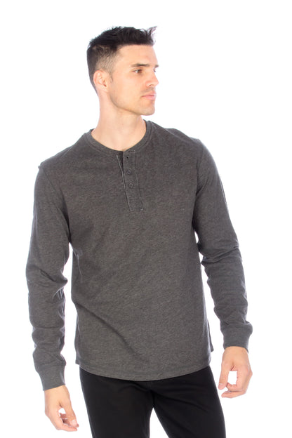 Long Sleeve Henley T-Shirt - Charcoal