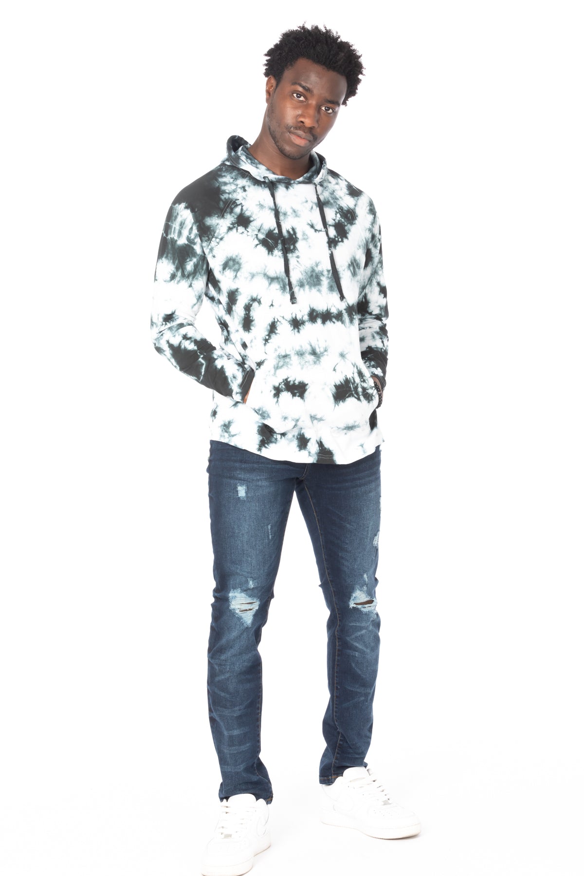 TIE DYE LIGHTWEIGHT HOODIE #WHITE