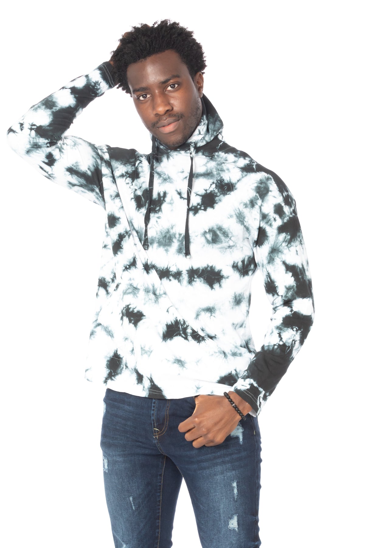 TIE DYE LIGHTWEIGHT HOODIE #WHITE