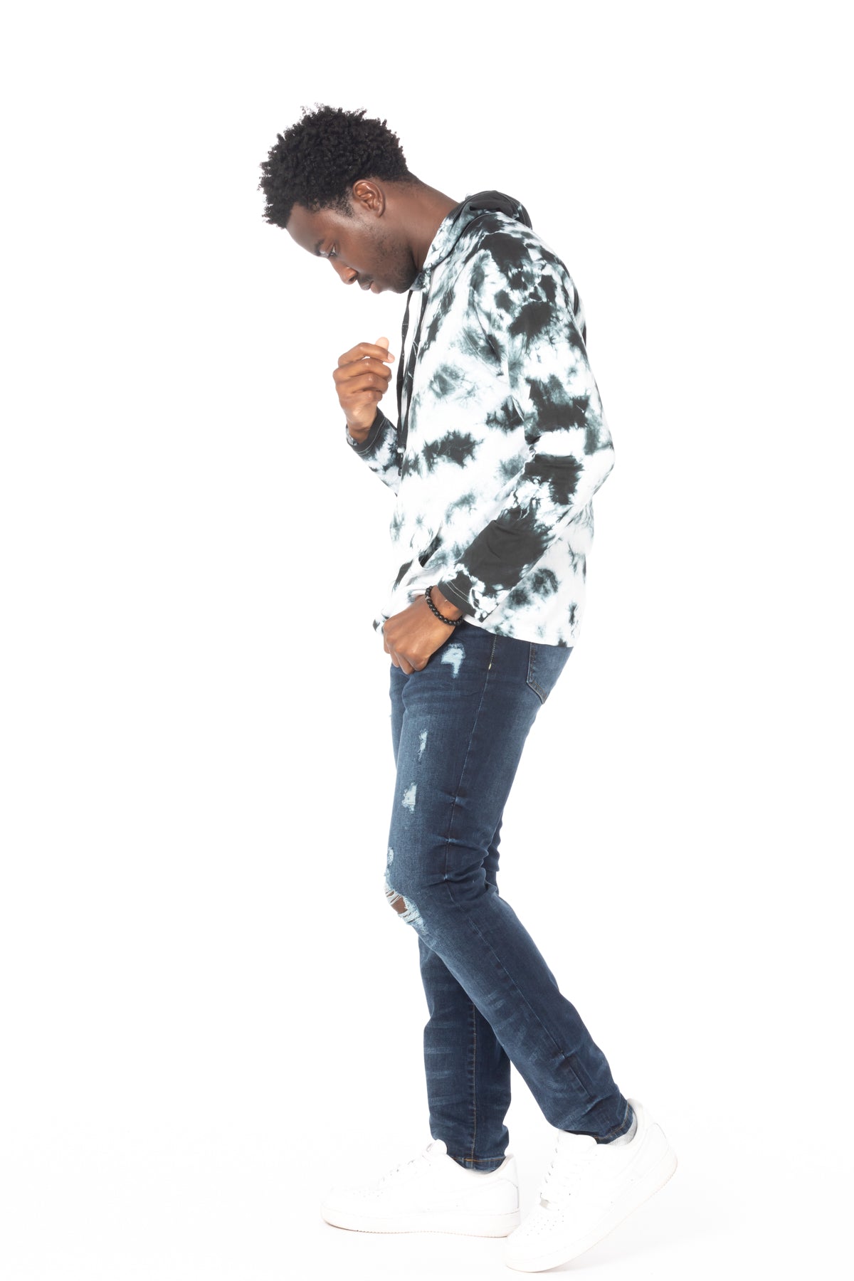 TIE DYE LIGHTWEIGHT HOODIE #WHITE