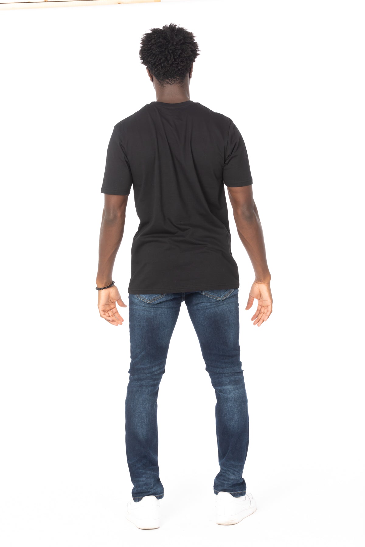 Solid Black Stripe Gray Cotton T-Shirt
