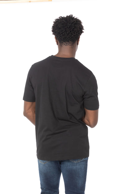 Solid Black Stripe Gray Cotton T-Shirt