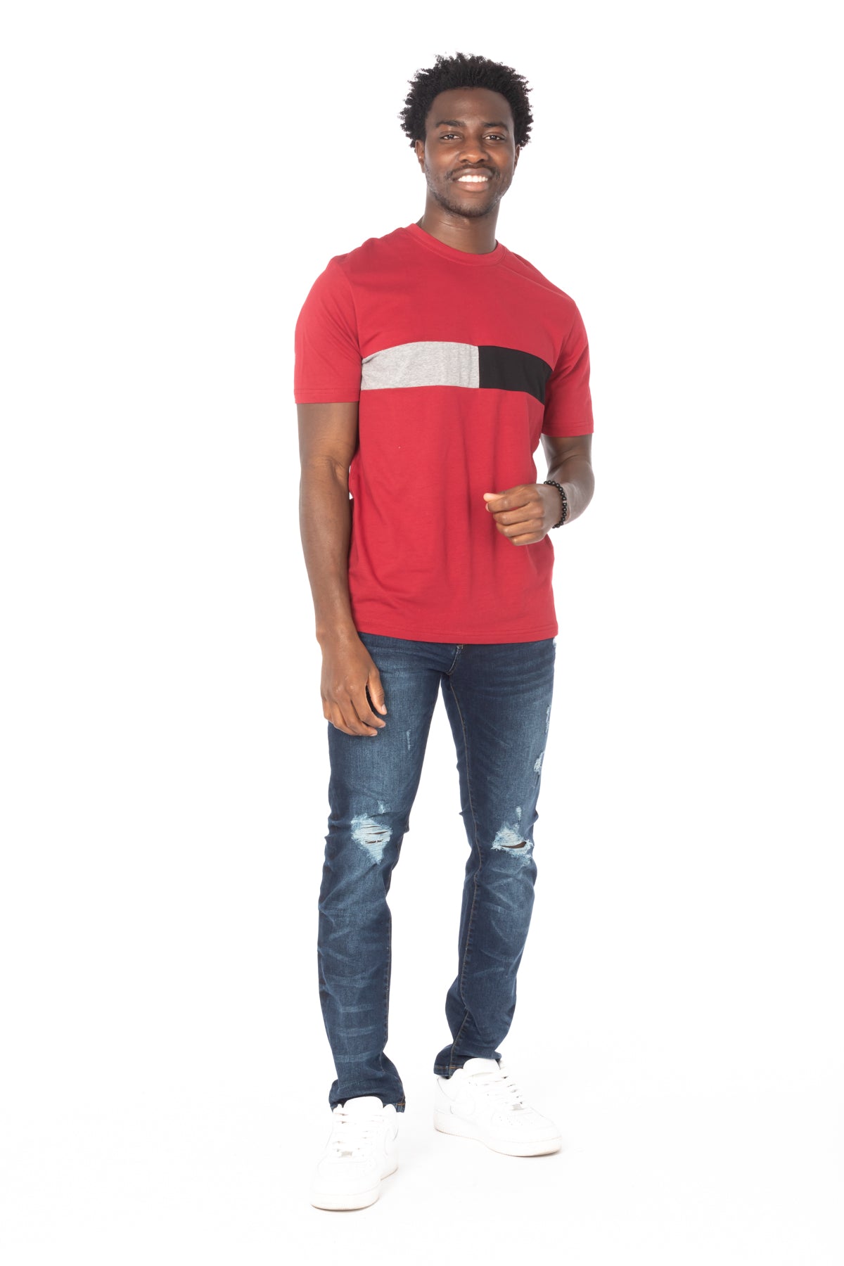 Solid Maroon Stripe Cotton T-Shirt
