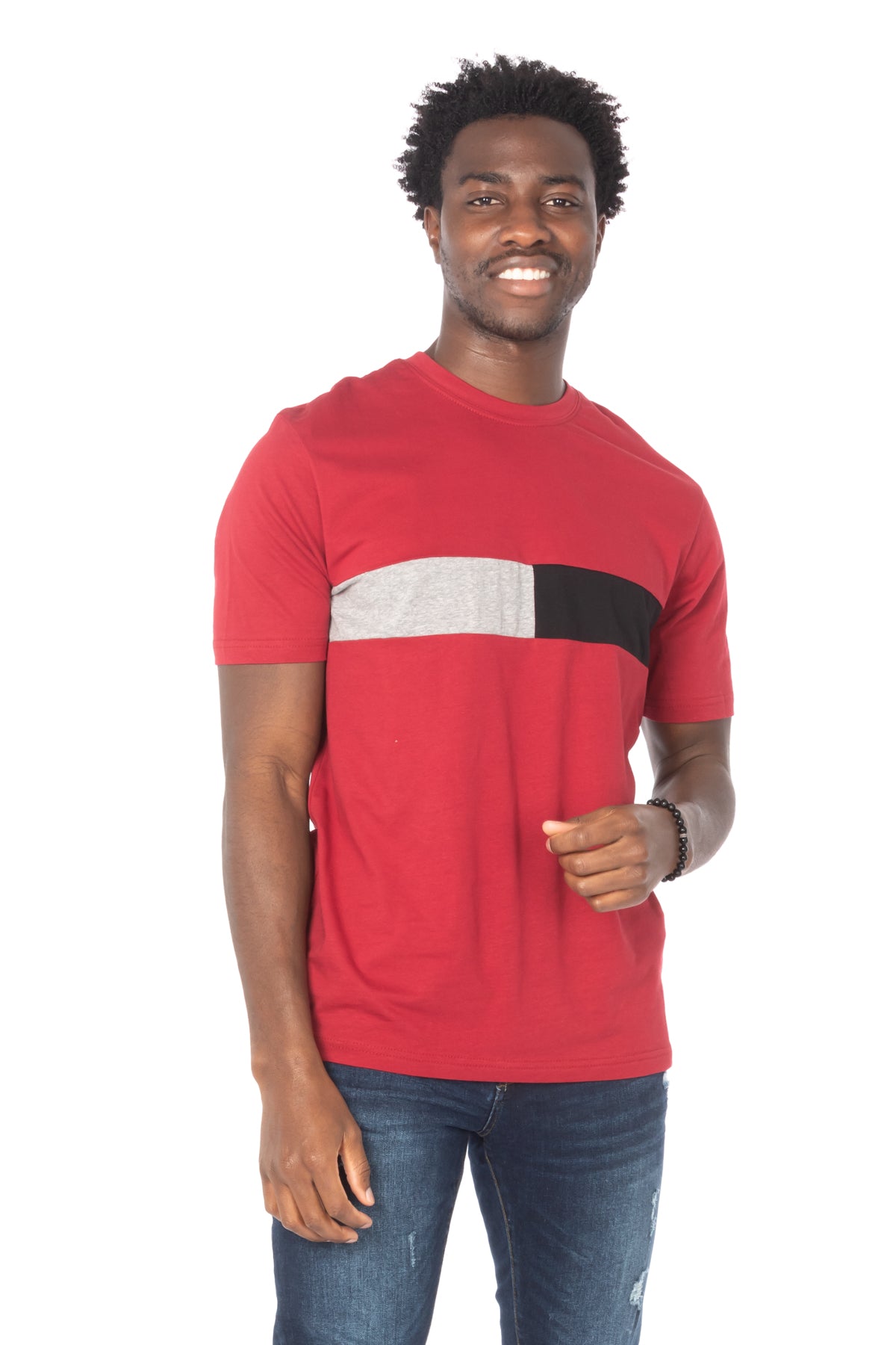 Solid Maroon Stripe Cotton T-Shirt