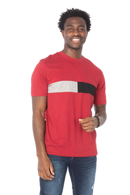 Solid Maroon Stripe Cotton T-Shirt