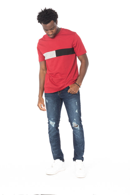 Solid Maroon Stripe Cotton T-Shirt