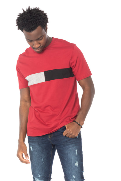 Solid Maroon Stripe Cotton T-Shirt