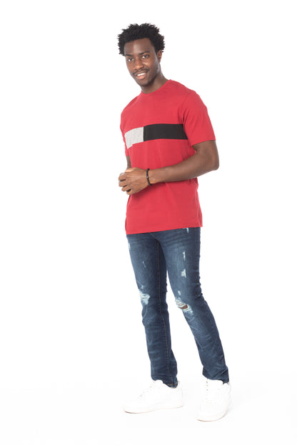 Solid Maroon Stripe Cotton T-Shirt