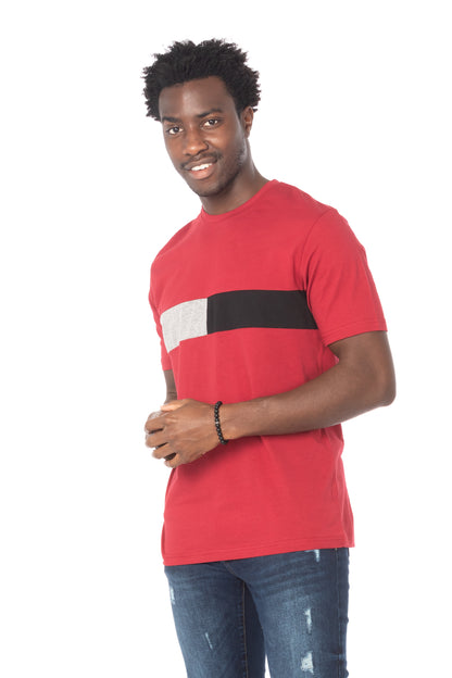 Solid Maroon Stripe Cotton T-Shirt