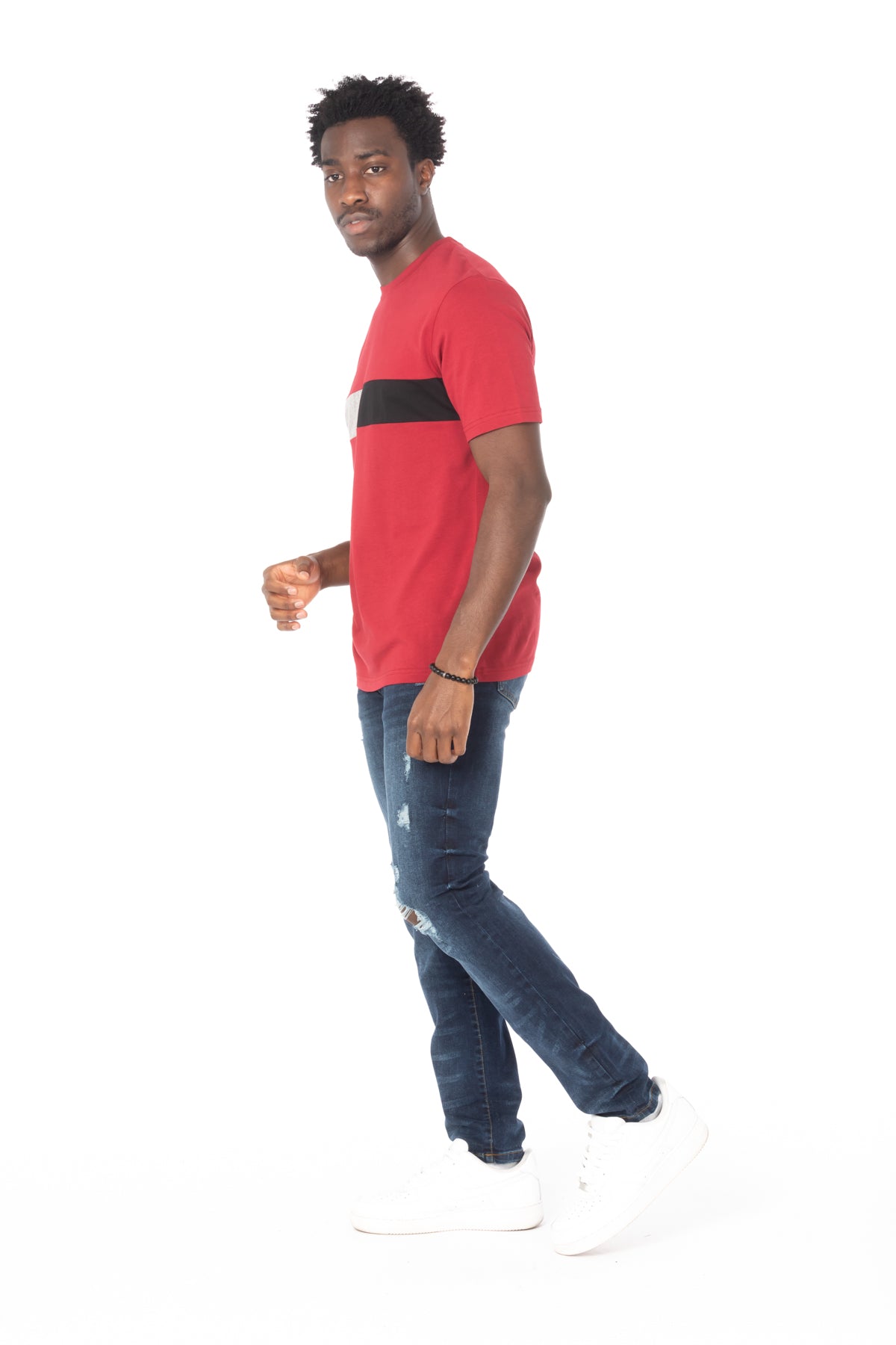 Solid Maroon Stripe Cotton T-Shirt