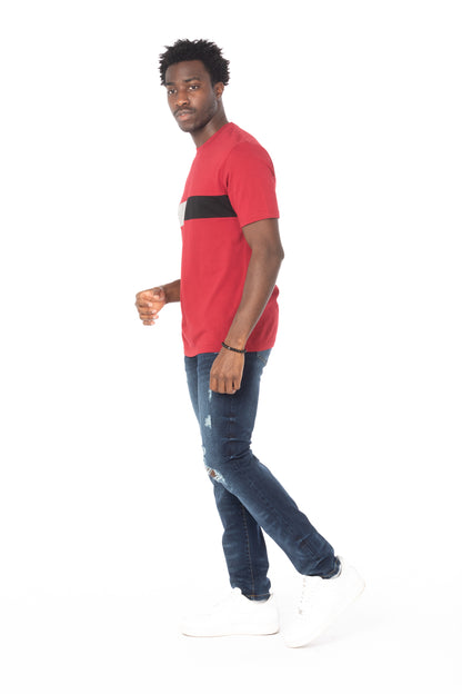 Solid Maroon Stripe Cotton T-Shirt