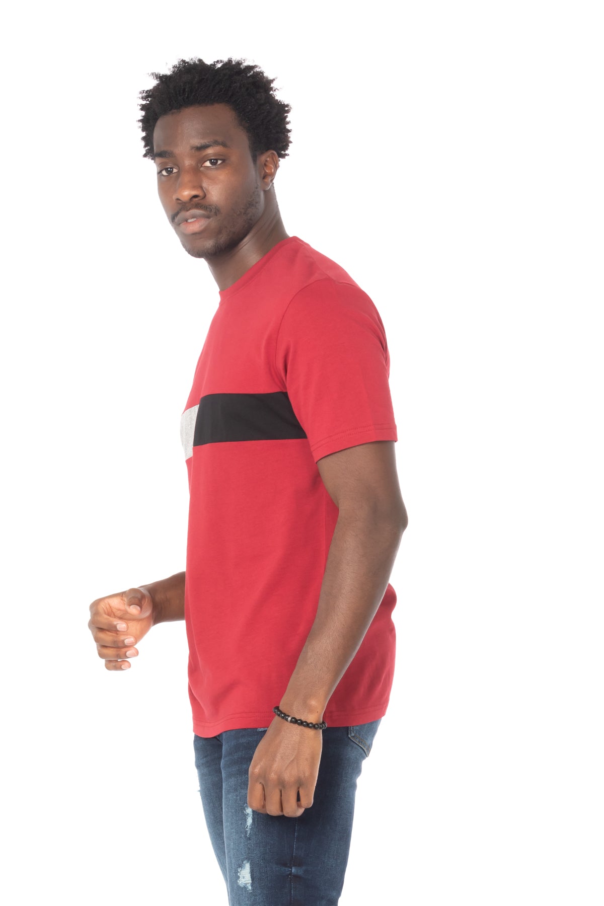 Solid Maroon Stripe Cotton T-Shirt
