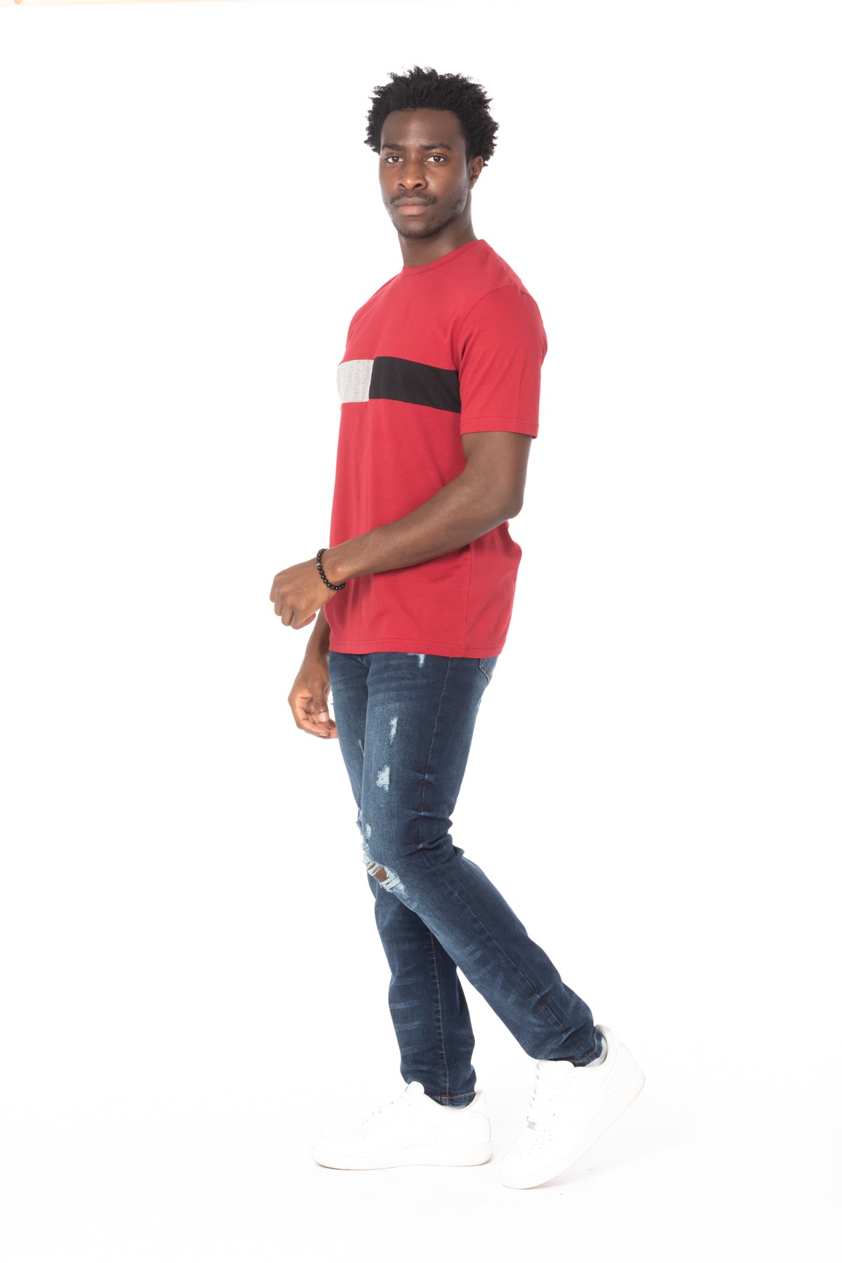 Solid Maroon Stripe Cotton T-Shirt