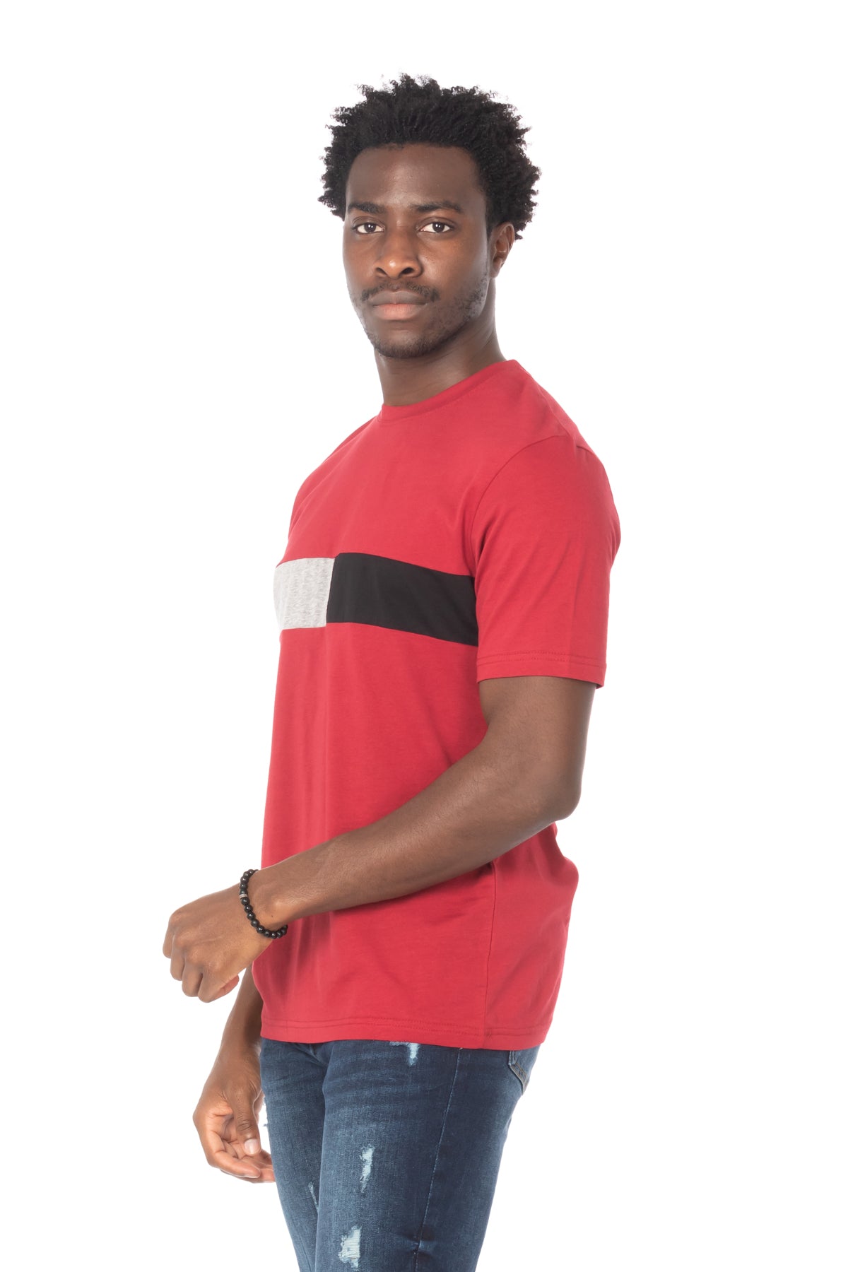Solid Maroon Stripe Cotton T-Shirt