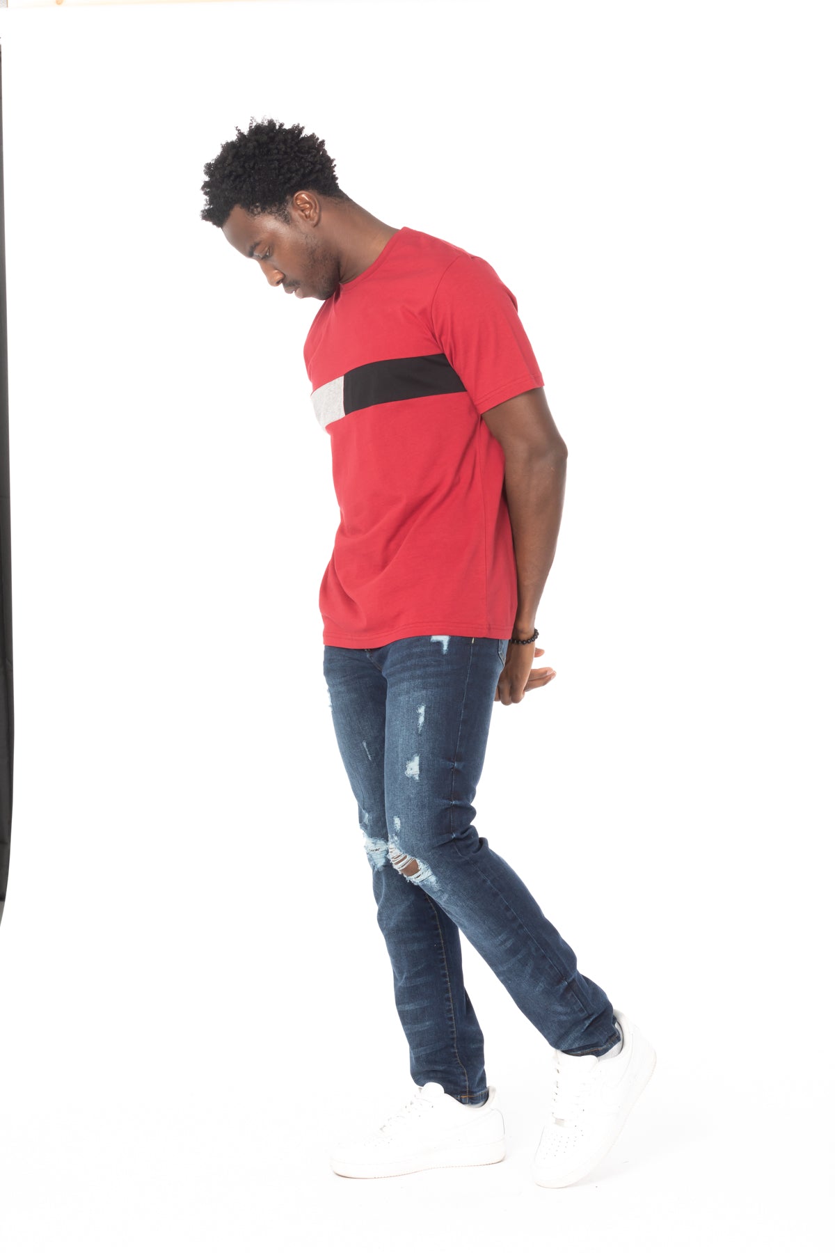 Solid Maroon Stripe Cotton T-Shirt