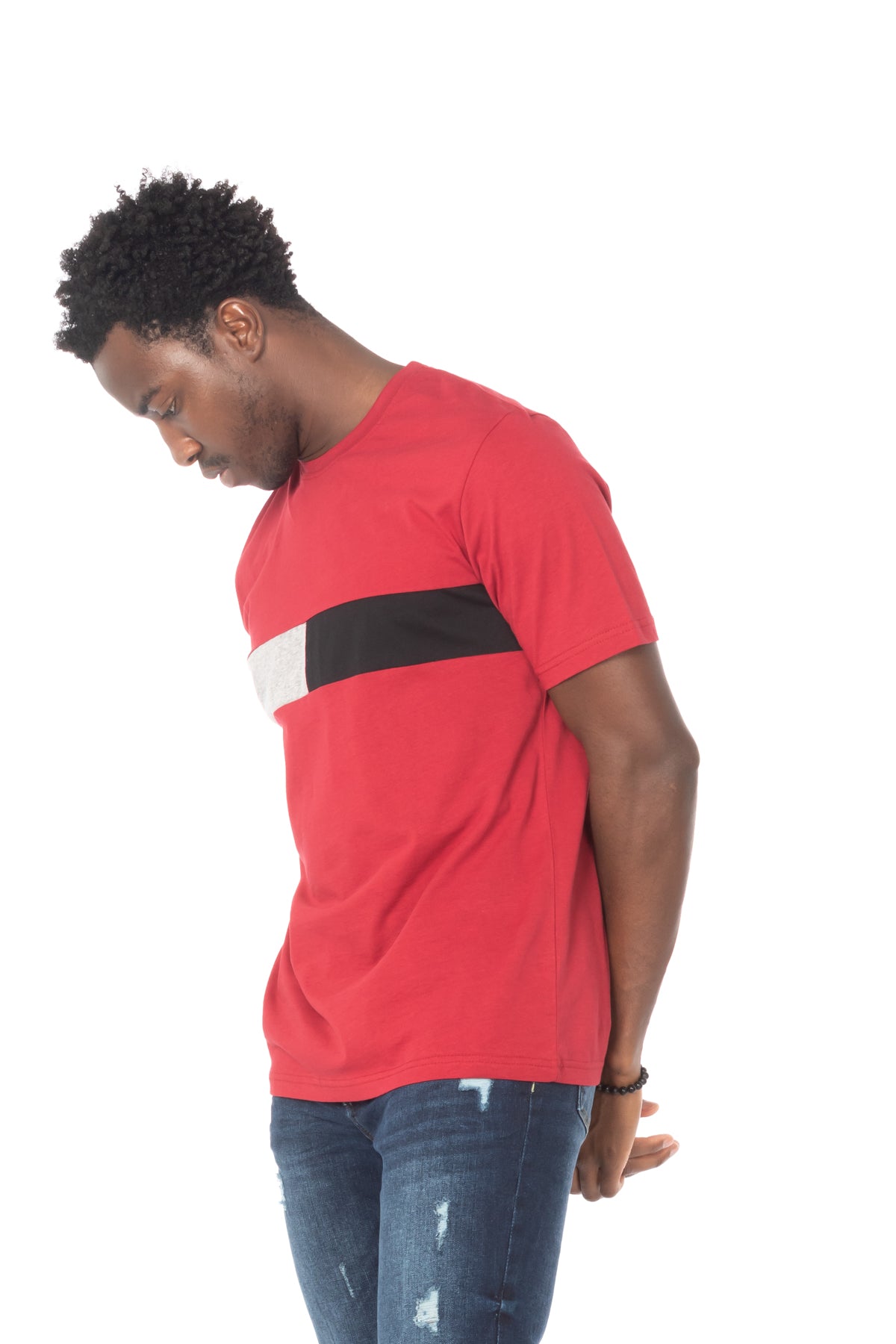 Solid Maroon Stripe Cotton T-Shirt