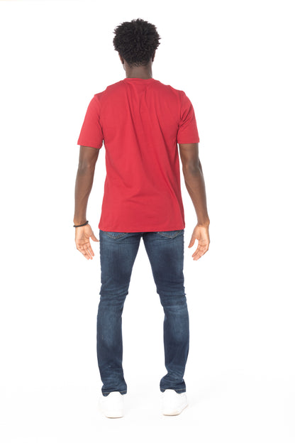 Solid Maroon Stripe Cotton T-Shirt