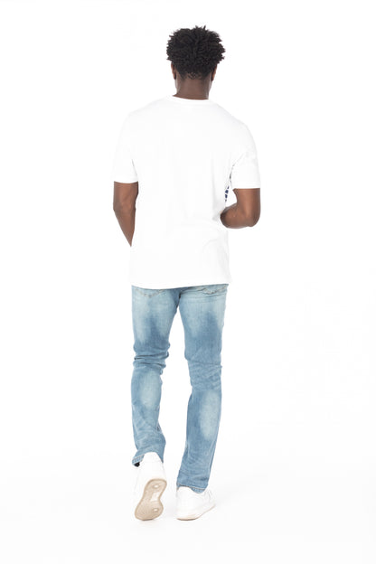 Pink-Navy Stripe Pocket Cotton T-Shirt
