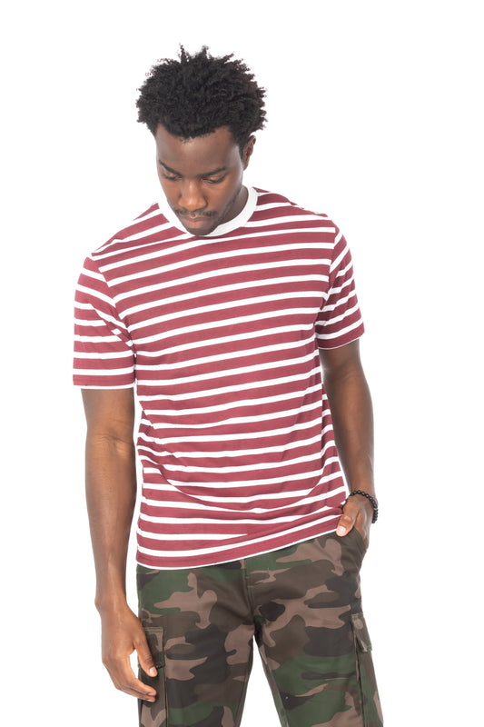 Maroon White Stripe T-Shirt