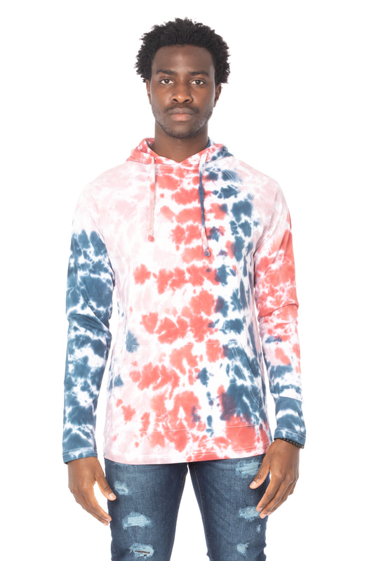 TIE DYE LIGHTWEIGHT HOODIE #PINK BLUE