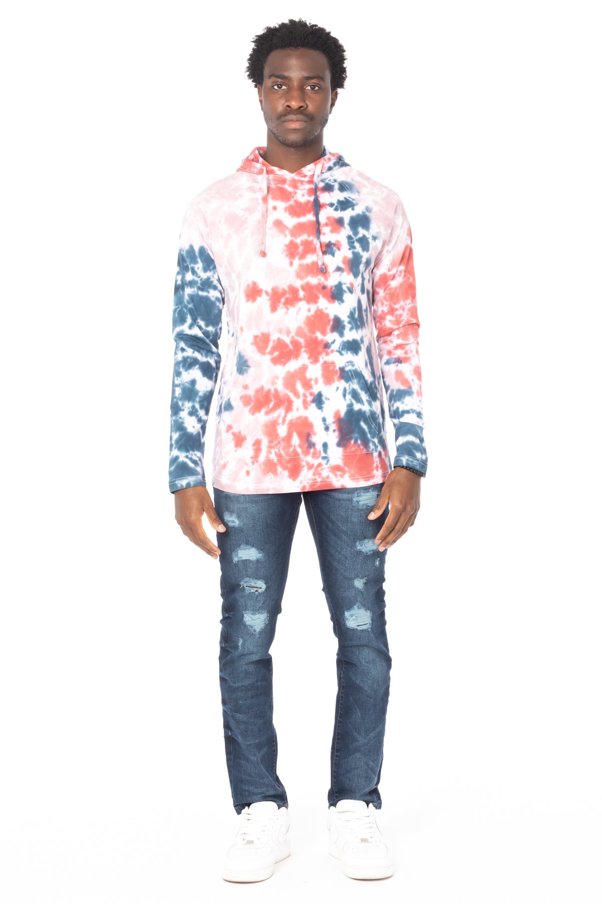 TIE DYE LIGHTWEIGHT HOODIE #PINK BLUE