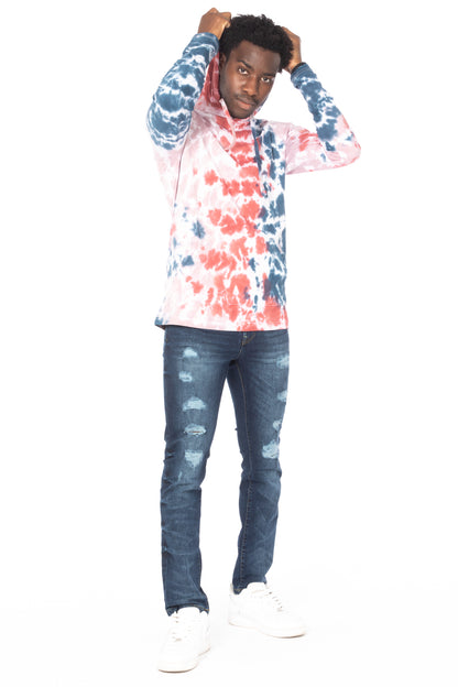 TIE DYE LIGHTWEIGHT HOODIE #PINK BLUE