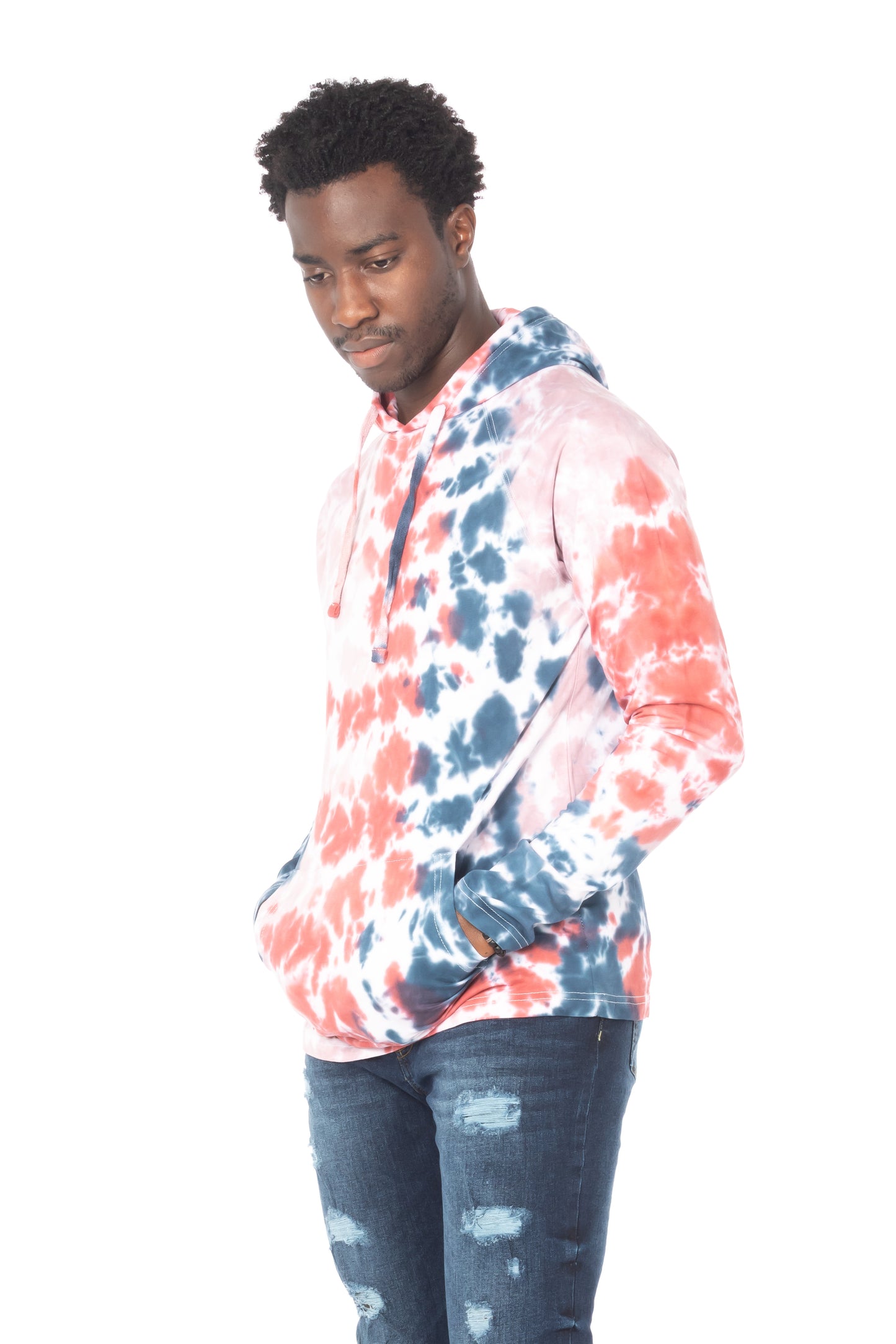 TIE DYE LIGHTWEIGHT HOODIE #PINK BLUE