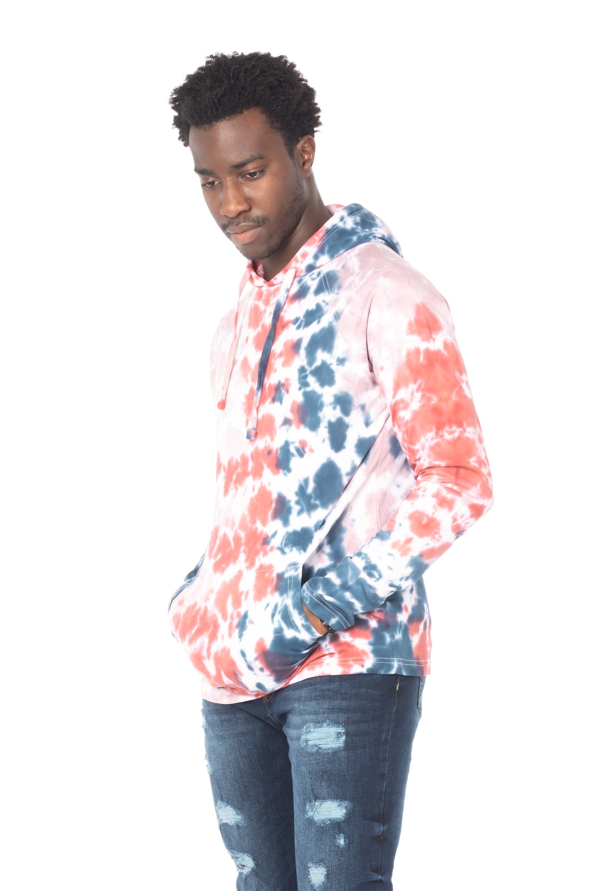 TIE DYE LIGHTWEIGHT HOODIE #PINK BLUE